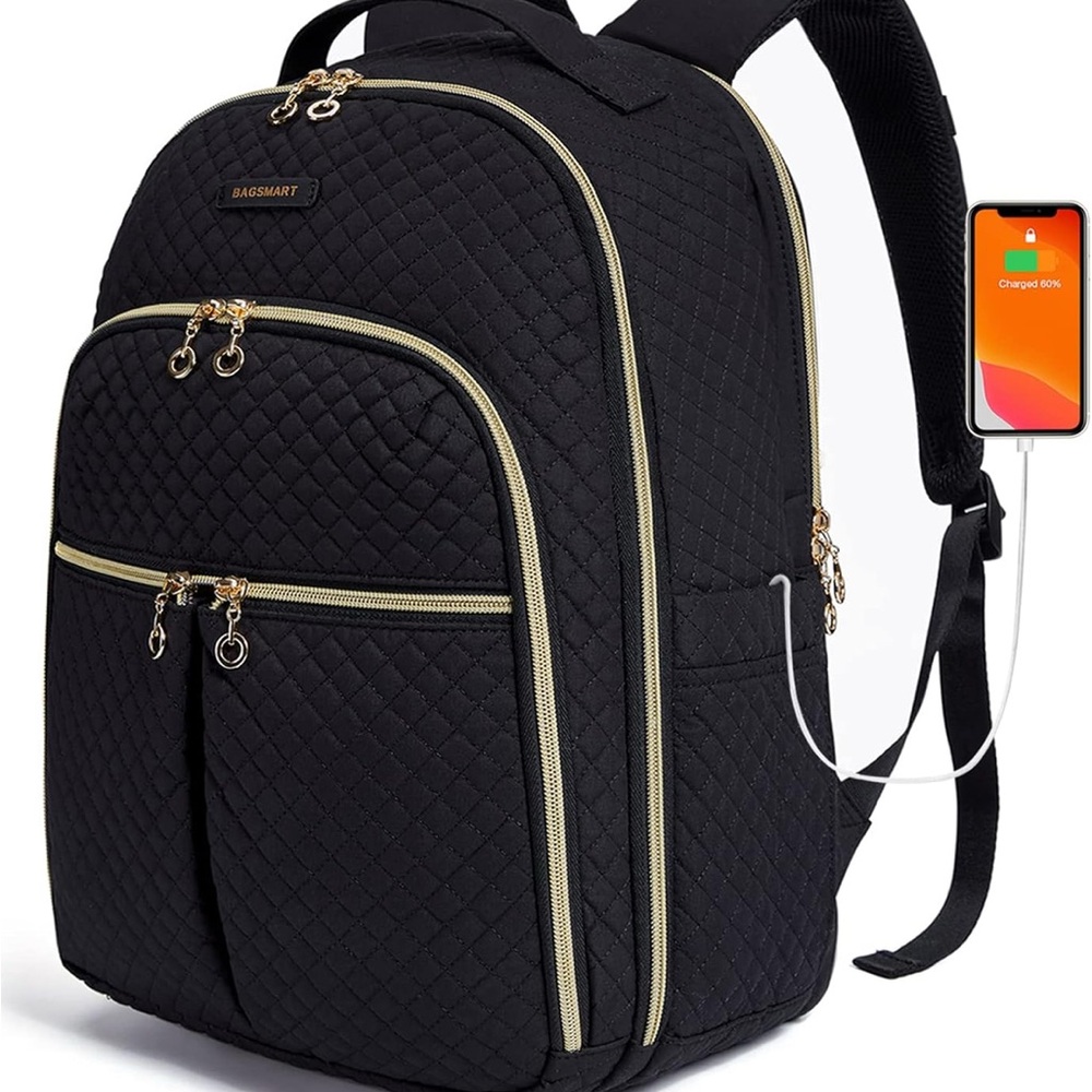 Black Quilted Backpack